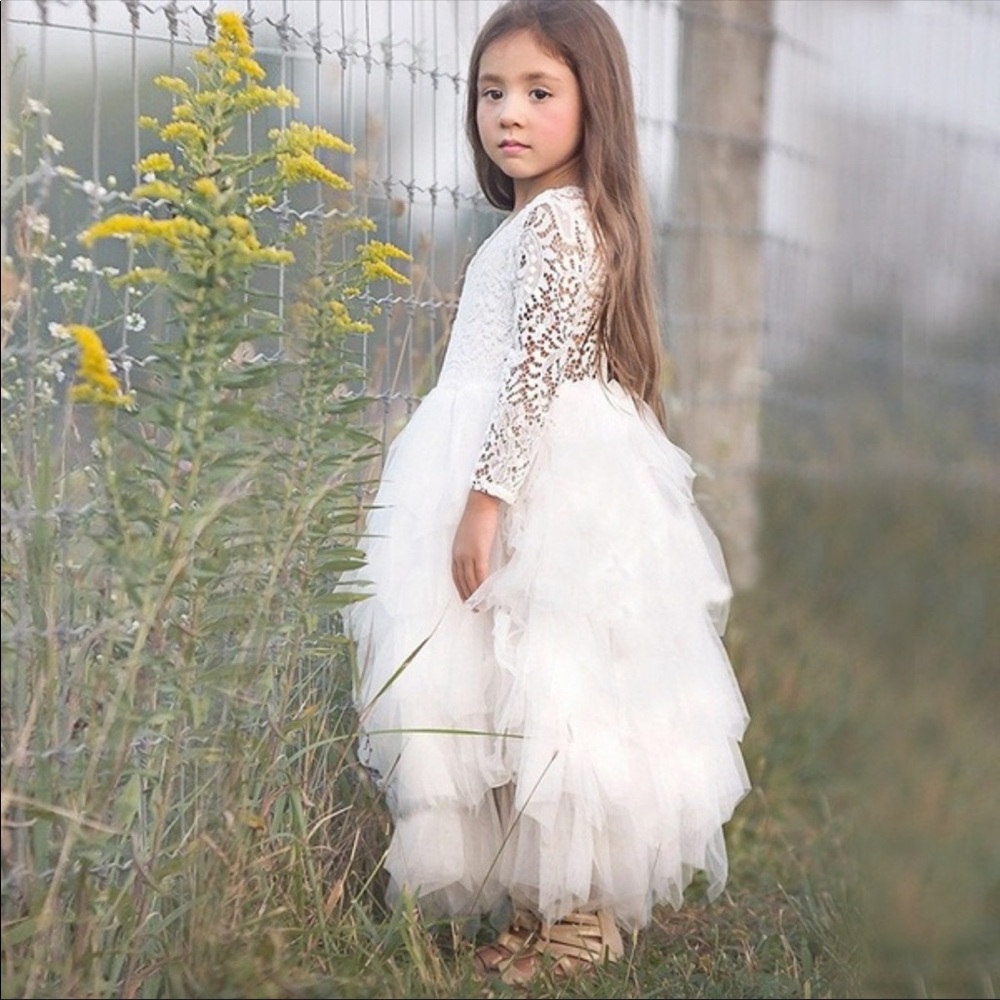 Little girls formal lace and tulle dress
